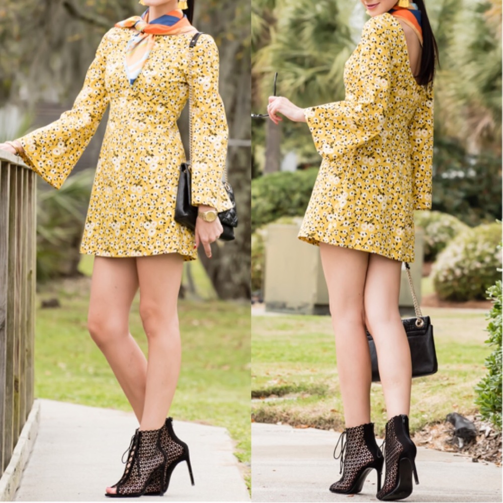 ZARA Trafaluc yellow floral shift dress - Picture 3 of 8